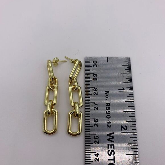 New, no tags, 2 inch18 Karat gold filled chain drop earrings, articulate… - Picture 4 of 13